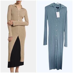 Theory washable silk rib cardigan in blue NWT